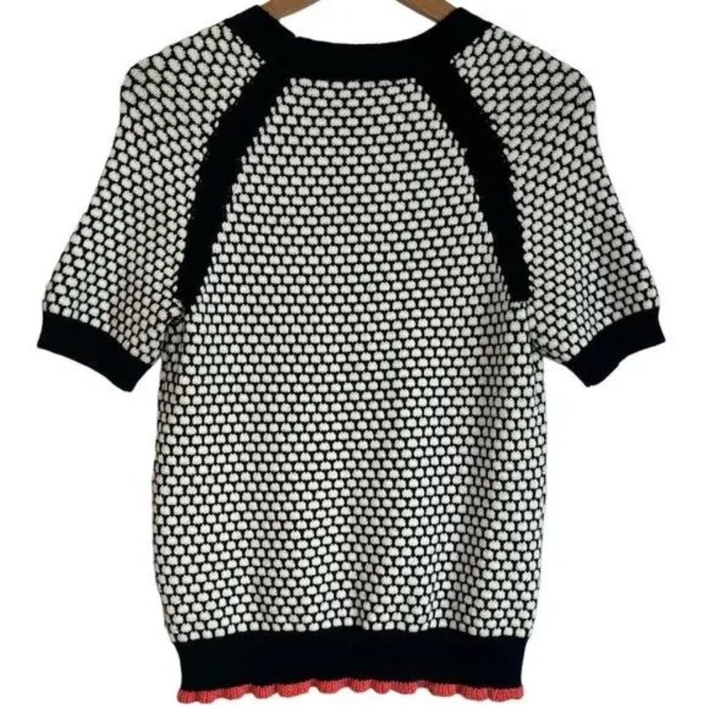 Anthropologie Moth Pebbled Knit Sweater Womens Medium Short Sleeve Knit Academia